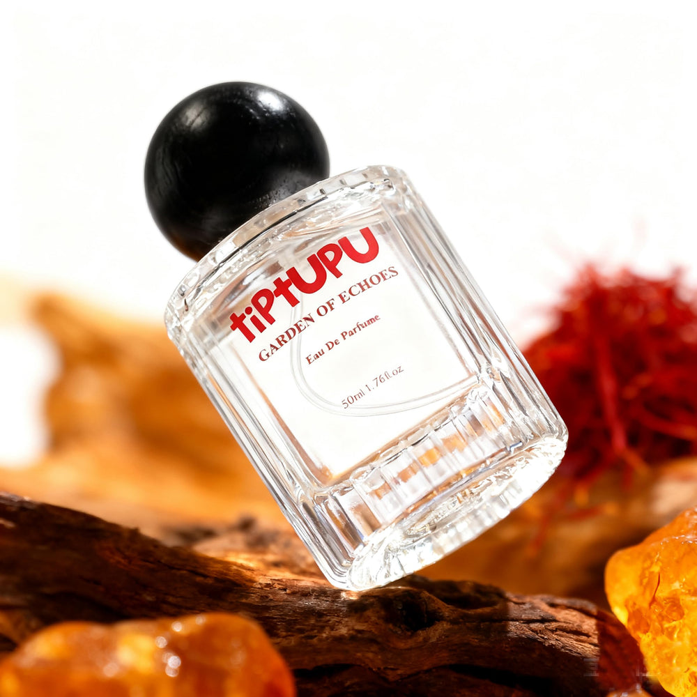 tiptupu long-wear perfume image communicates all-day fragrance presence.
