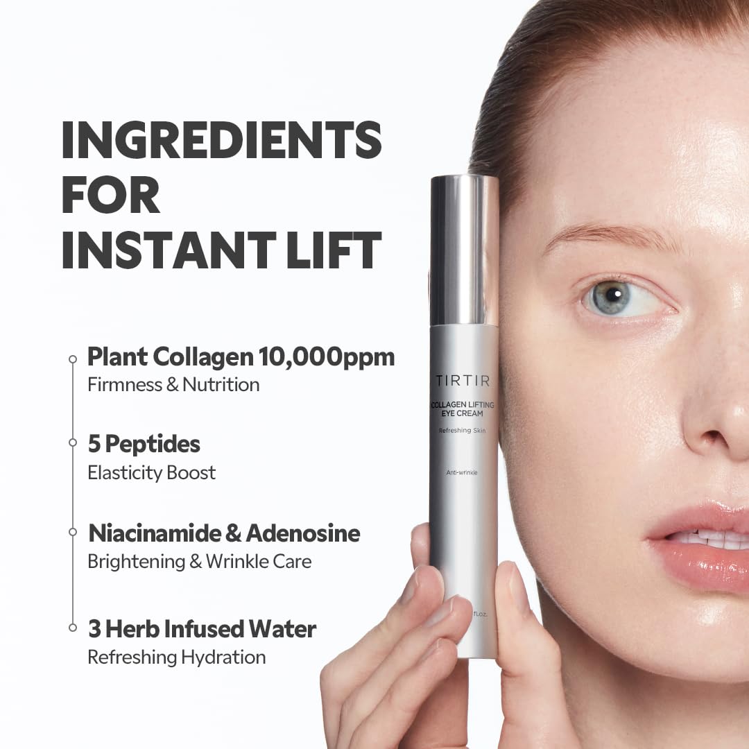 TIRTIR Collagen Lifting Eye Cream packaging highlighting premium daily eye care.
