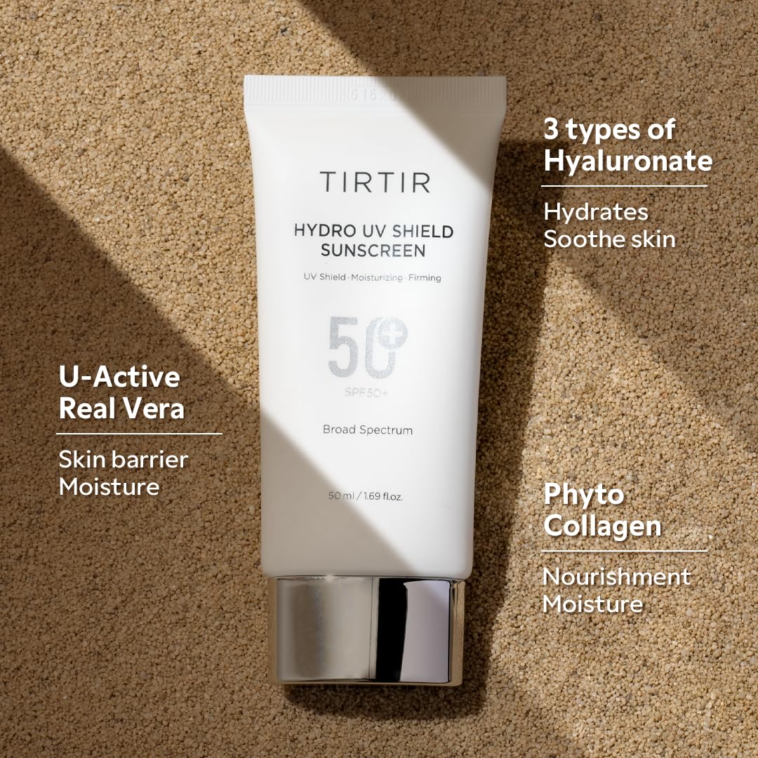 TIRTIR Hydro UV Shield hyaluronic acid highlight for hydration visuals.