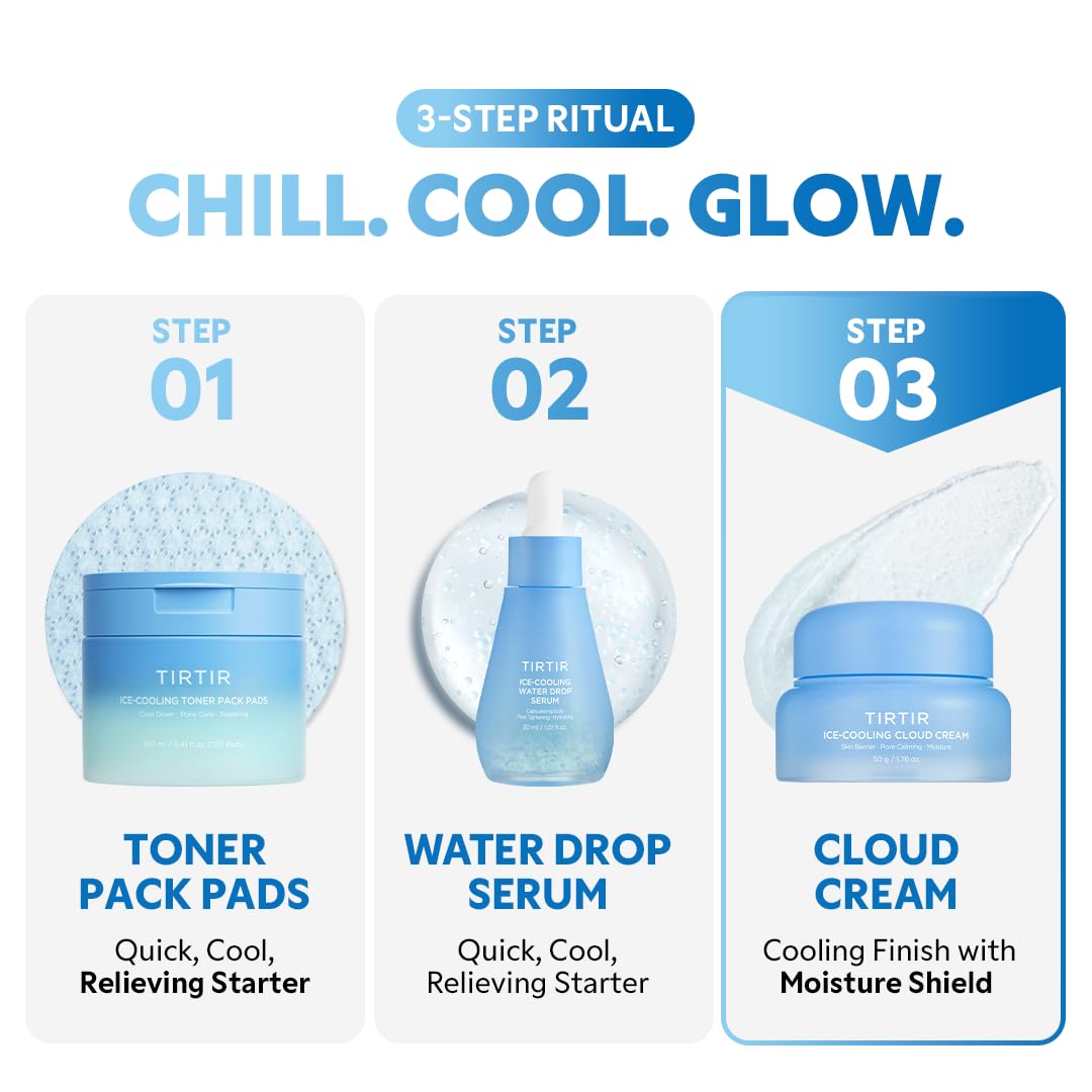 TIRTIR Ice-Cooling Cloud Cream on skin delivering a refreshed glow