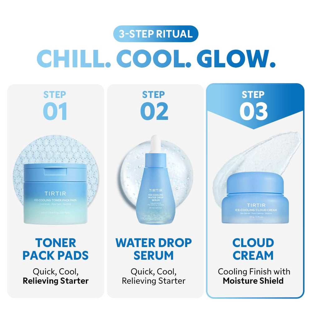 TIRTIR Ice-Cooling Cloud Cream on skin delivering a refreshed glow