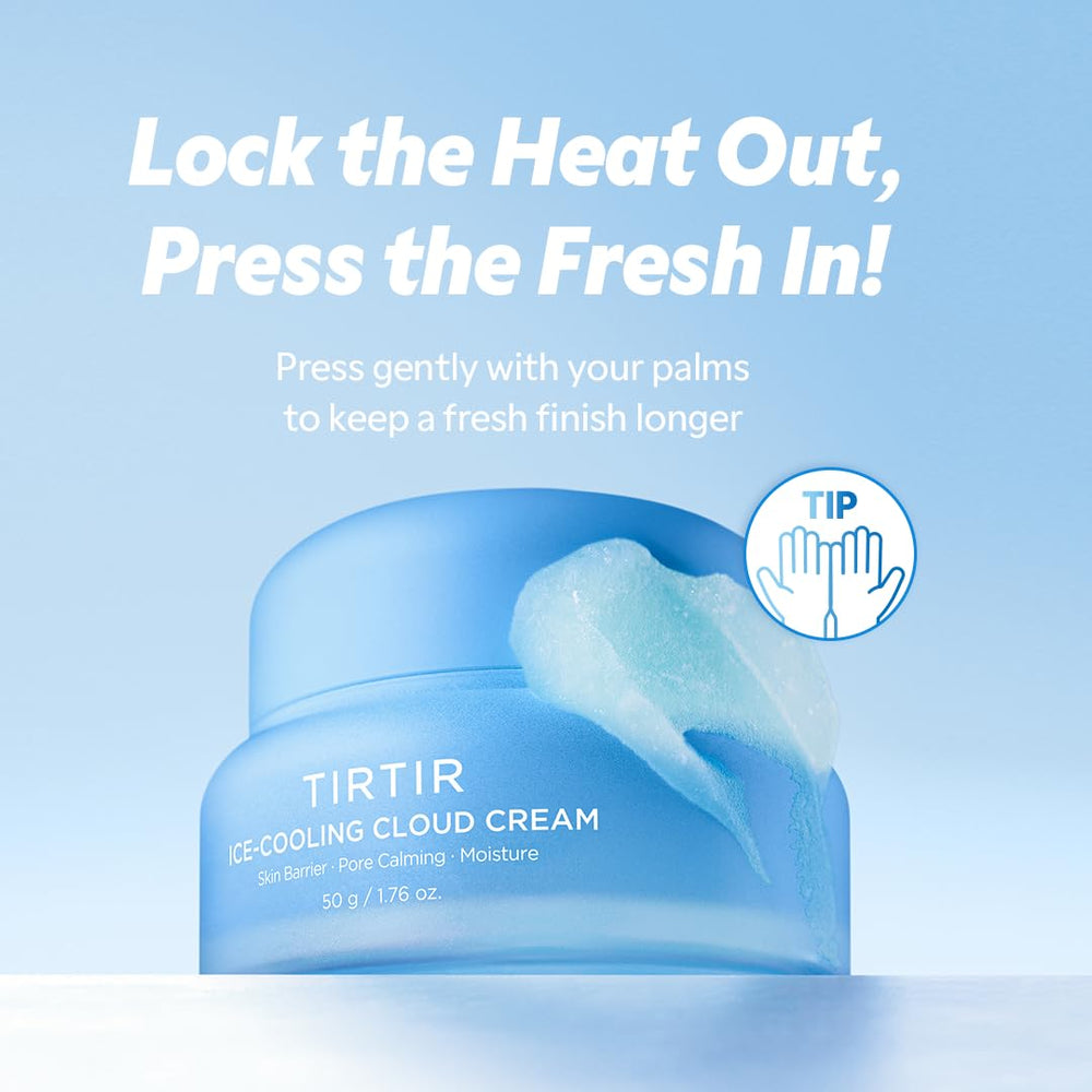 TIRTIR Ice-Cooling Cloud Cream shown in routine with toner pads and serum