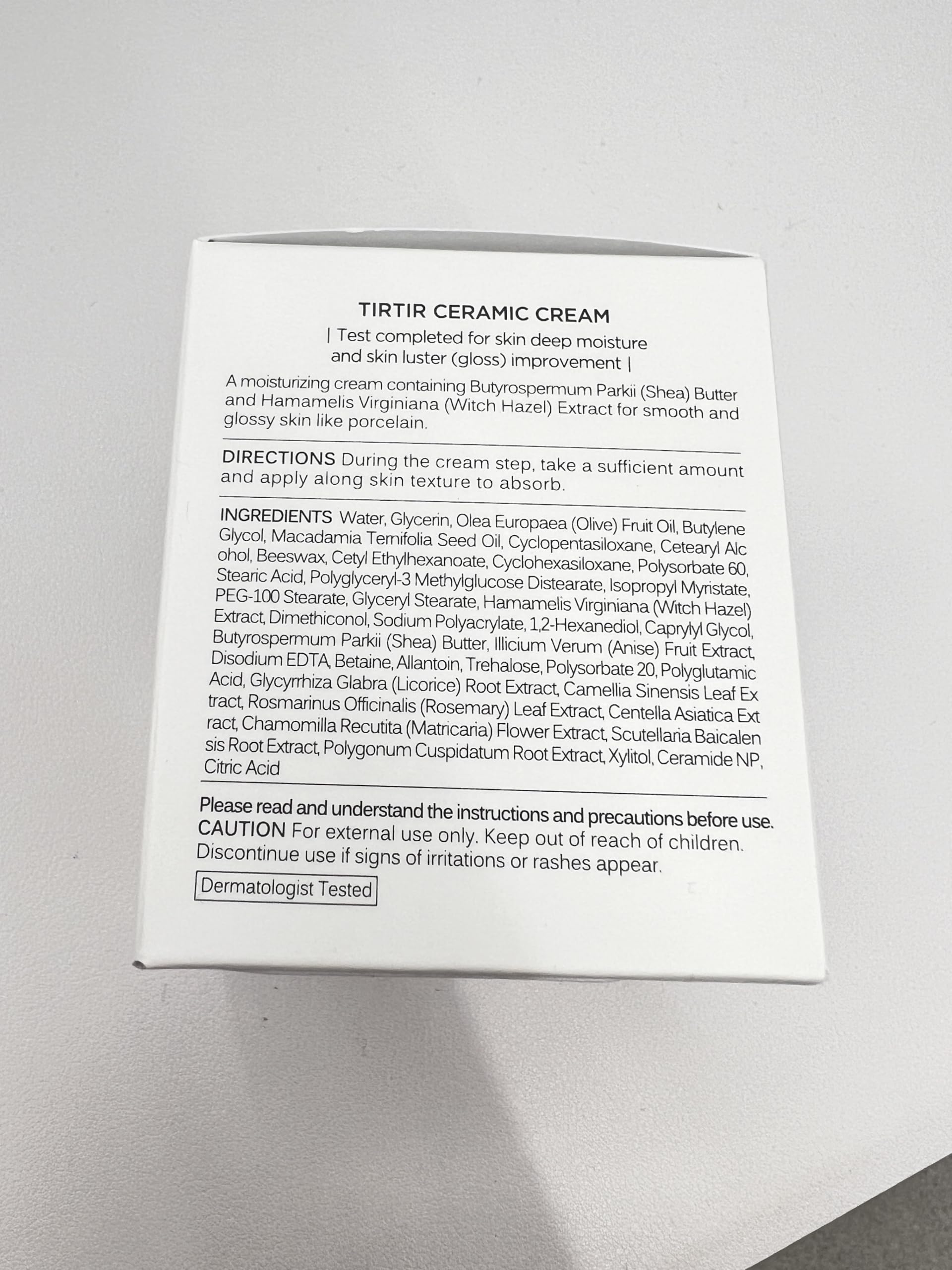 TIRTIR ceramide cream bottle with clean, simple Korean skincare design