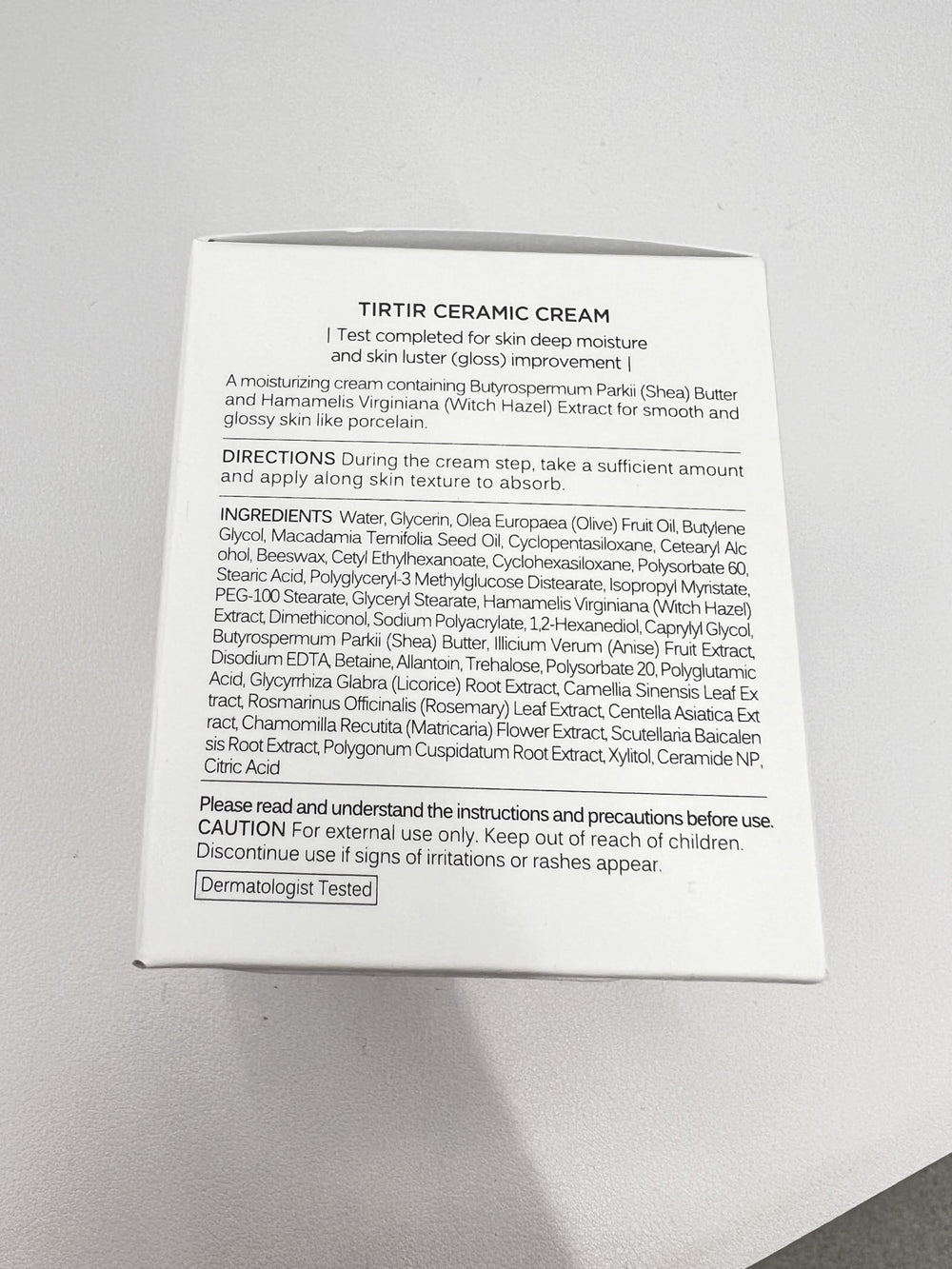 TIRTIR ceramide cream bottle with clean, simple Korean skincare design