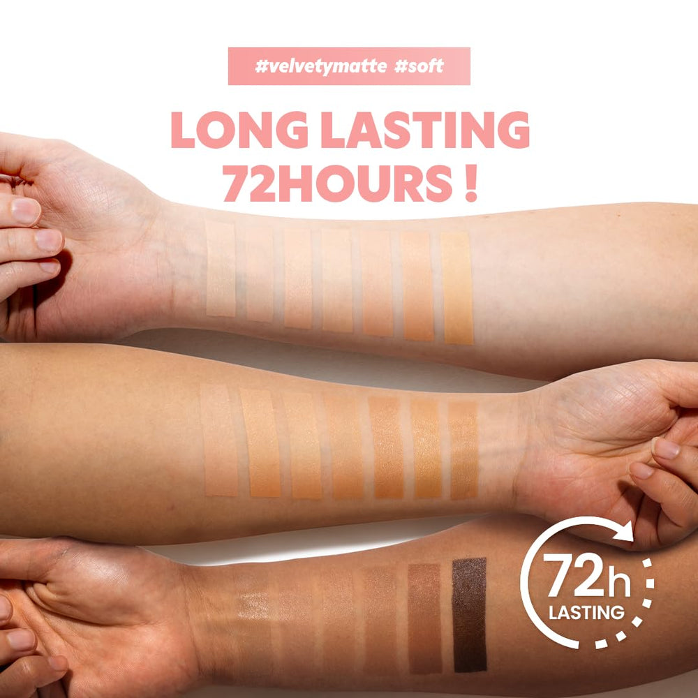 TIRTIR application swatch on skin shows buildable coverage and smooth texture.