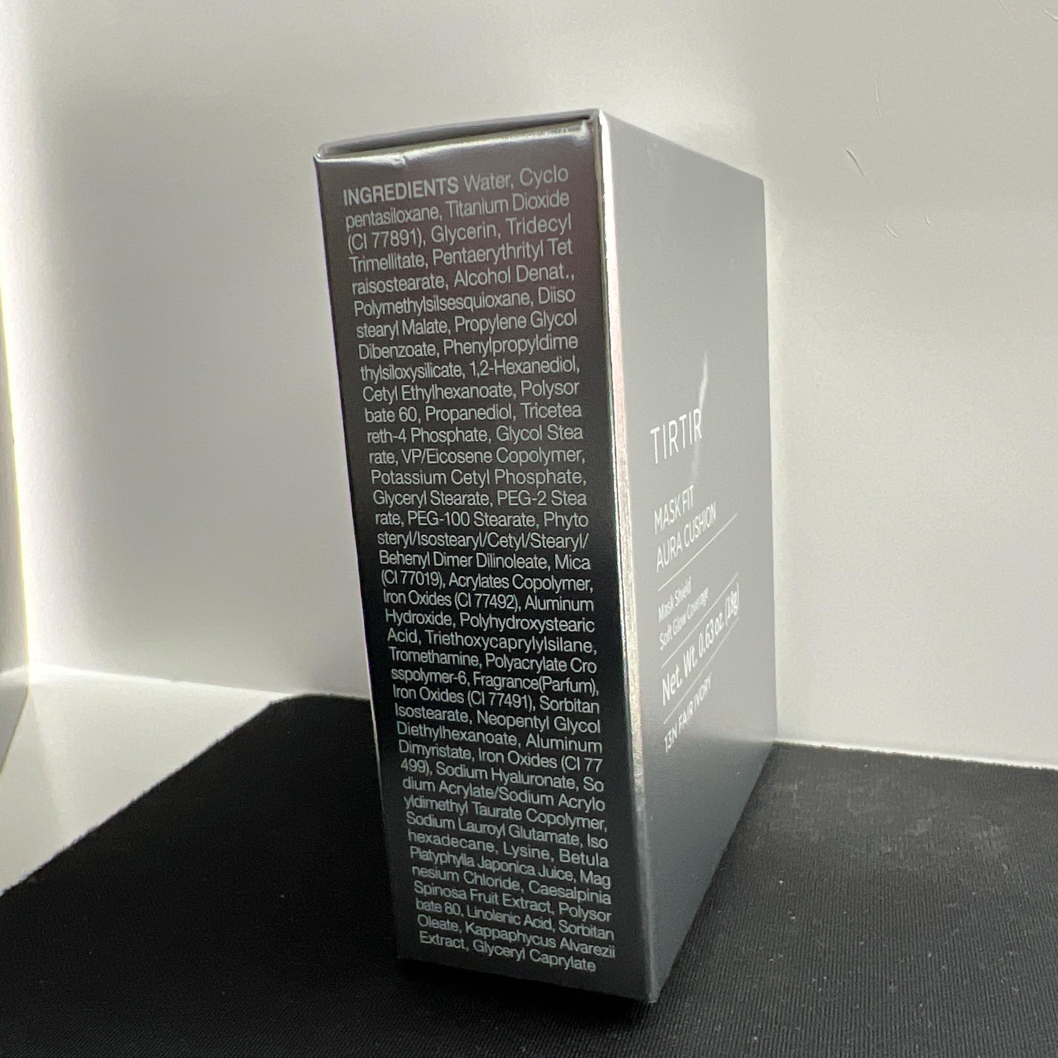 TIRTIR Mask Fit Aura Silver Cushion packaging in-store highlights display-ready branding.