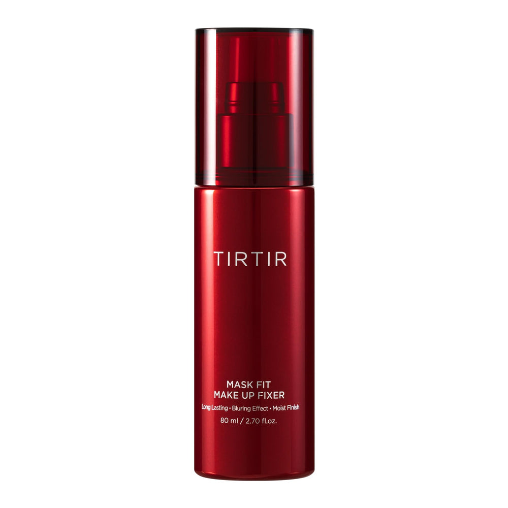 TIRTIR Mask Fit Fixer bottle close-up showing lightweight, long-lasting hold