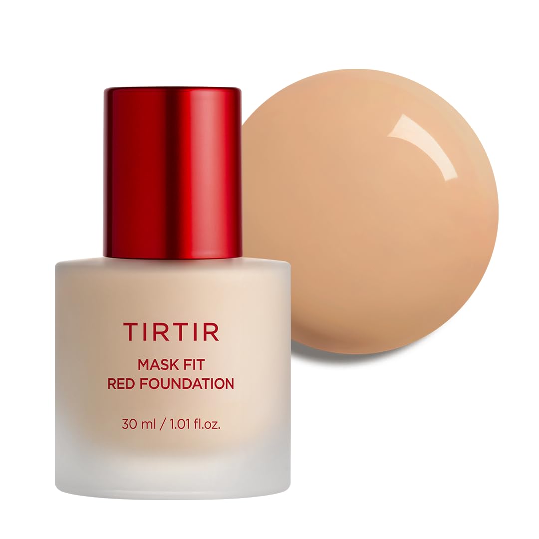 TIRTIR Mask Fit Red Foundation bottle pour demonstrates easy application and long wear