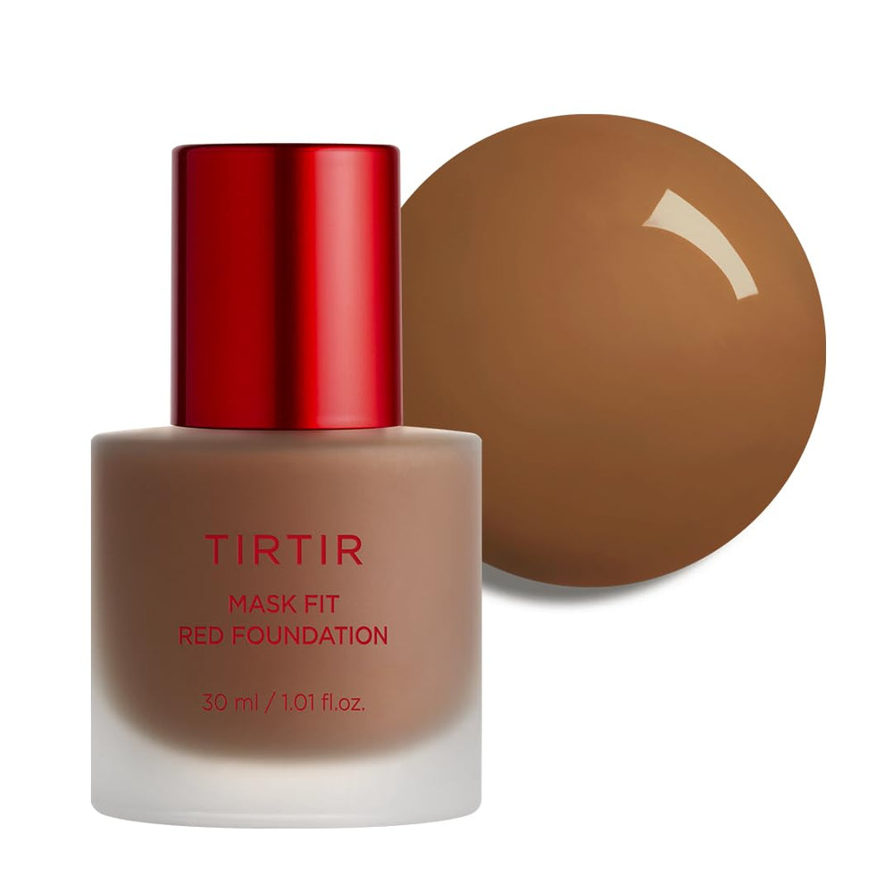TIRTIR Mask Fit Red Foundation bottle shows long lasting breathable coverage.
