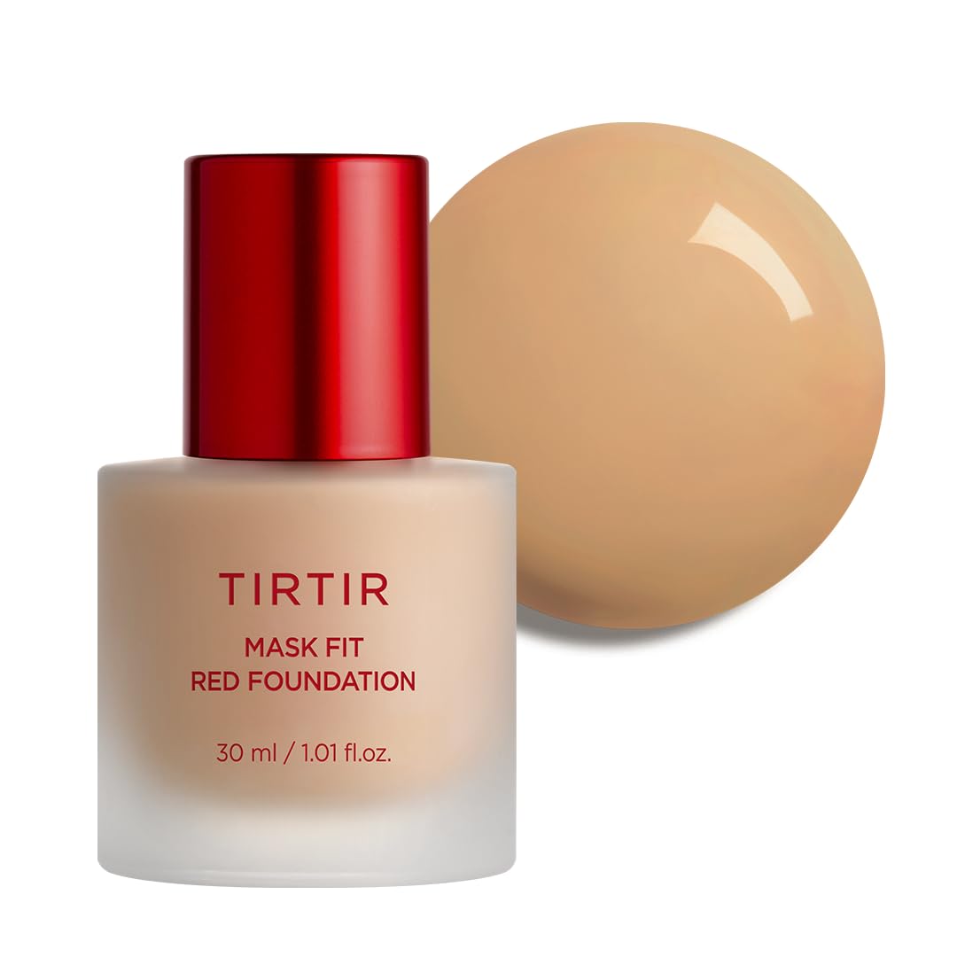 TIRTIR Mask Fit Red Foundation bottle shows luminous, long-lasting coverage.
