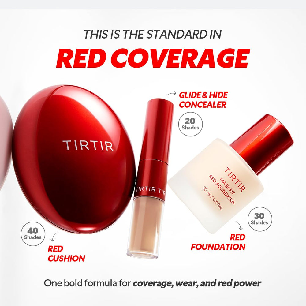TIRTIR Mask Fit Red Foundation hibiscus essence image emphasizing energizing complexion.