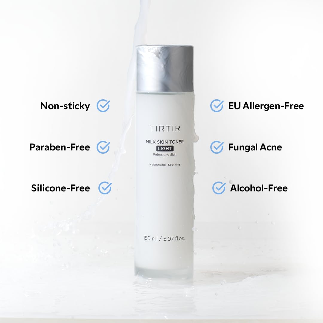 Packaging of TIRTIR Milk Skin Toner Light with cruelty-free vegan formula