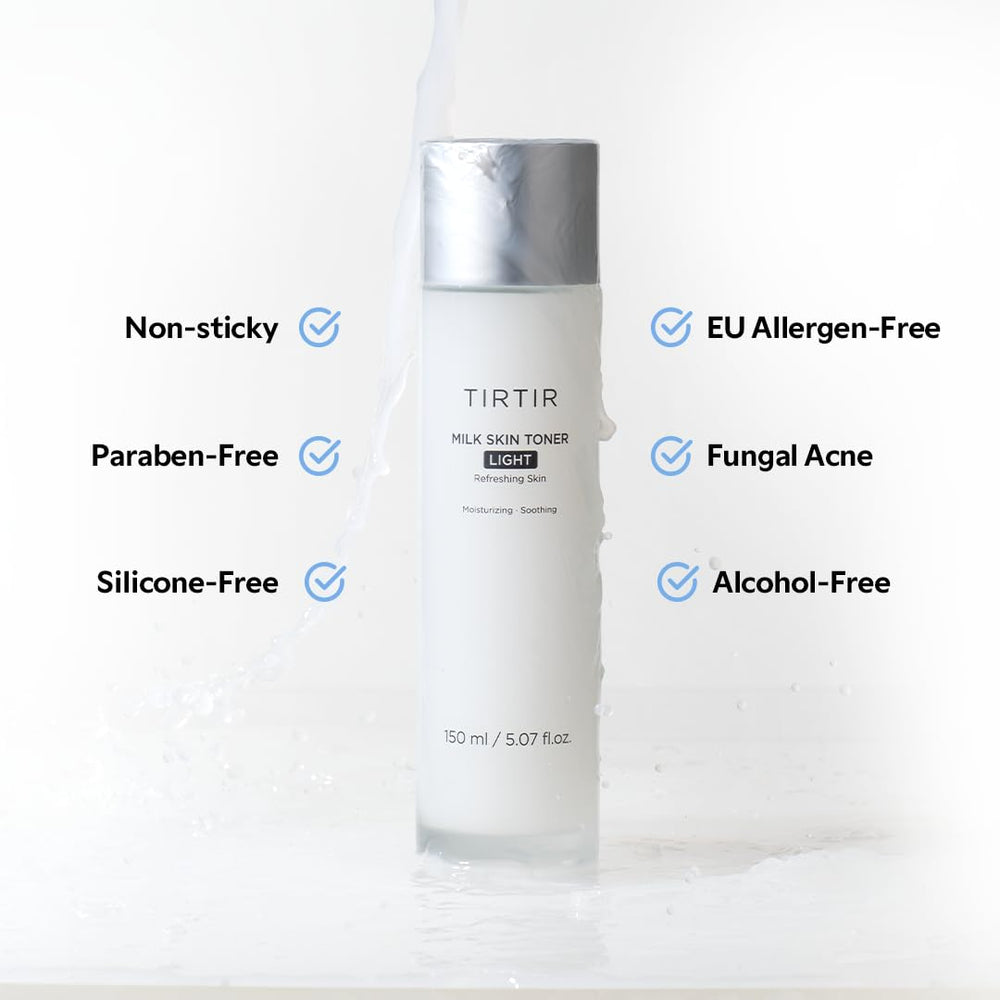 Packaging of TIRTIR Milk Skin Toner Light with cruelty-free vegan formula