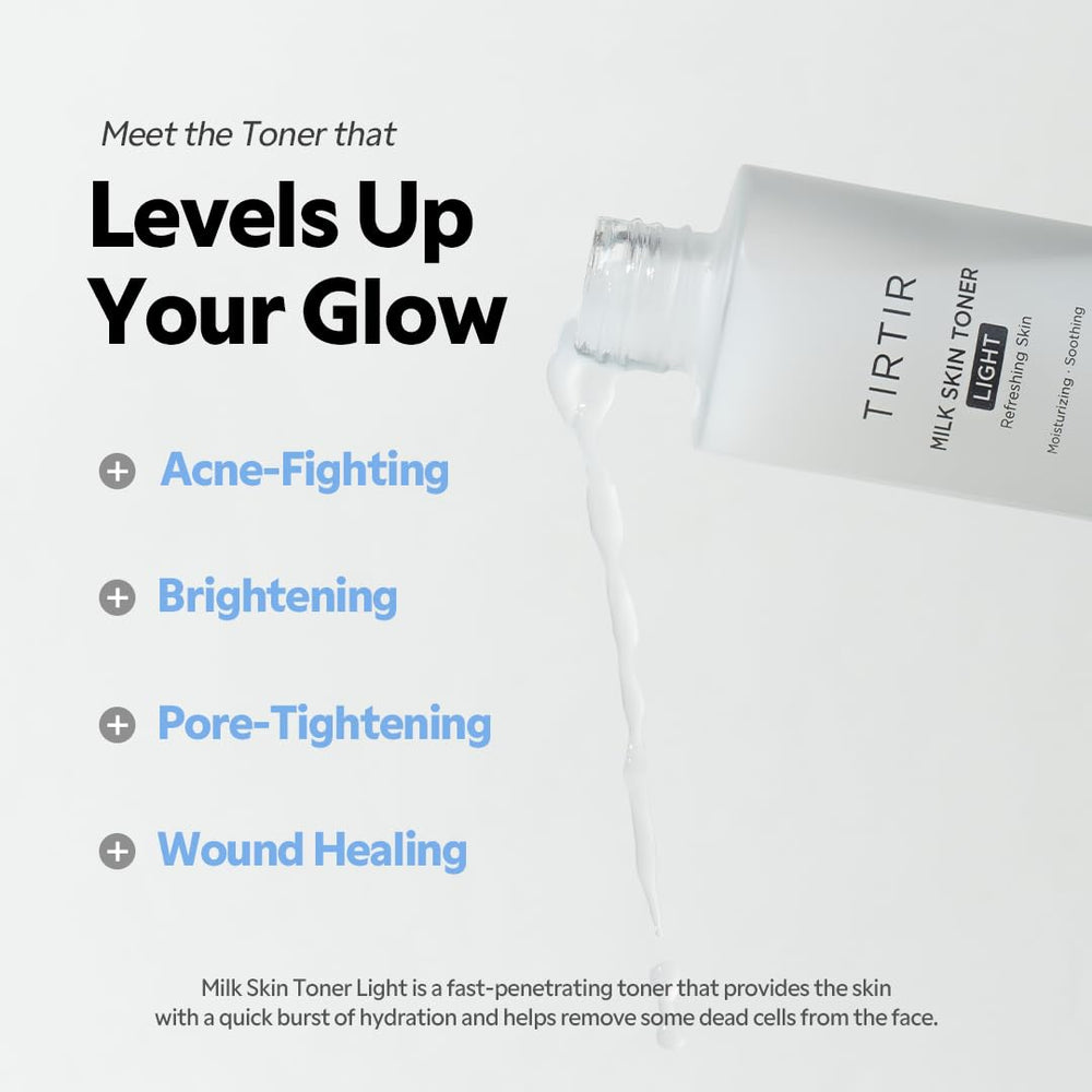 Close-up texture of TIRTIR Milk Skin Toner Light for a smooth, hydrated finish