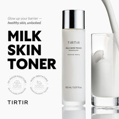 TIRTIR Milk Skin Toner bottle-dispense demonstrating easy application and quick absorption