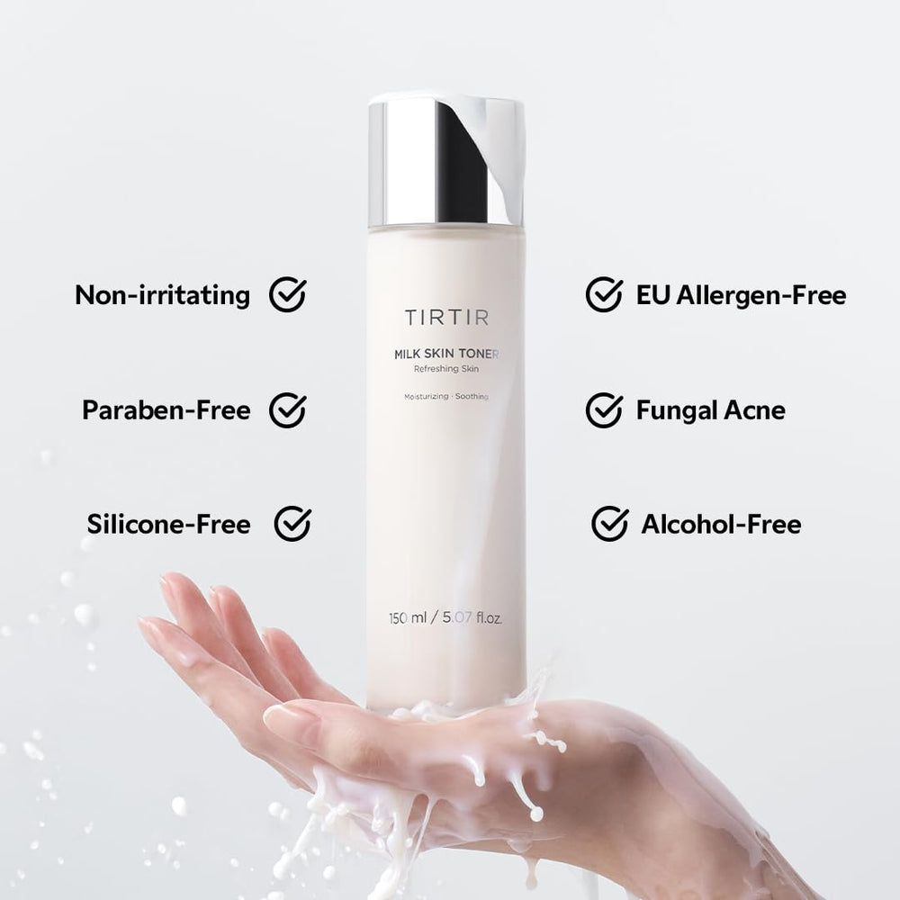 After use, TIRTIR Milk Skin Toner reveals hydrated, balanced skin tone