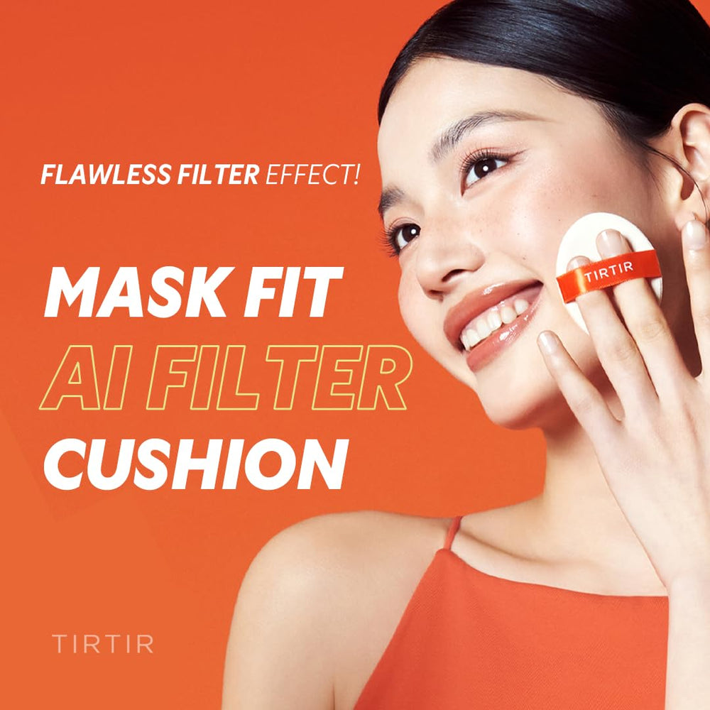 TIRTIR mini ai filter poreless skin application demonstrates blurred pores with natural finish.