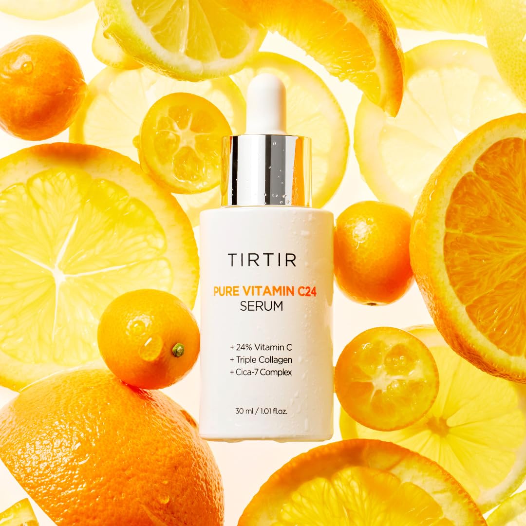 TIRTIR Pure Vitamin C 24% serum close-up texture shows lightweight serum.