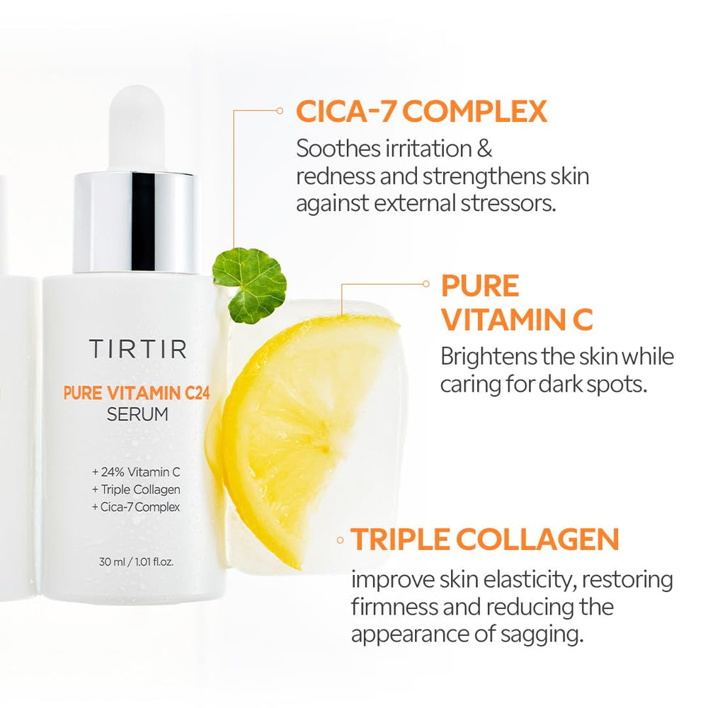 TIRTIR Pure Vitamin C 24% serum packaging box front showcases features.