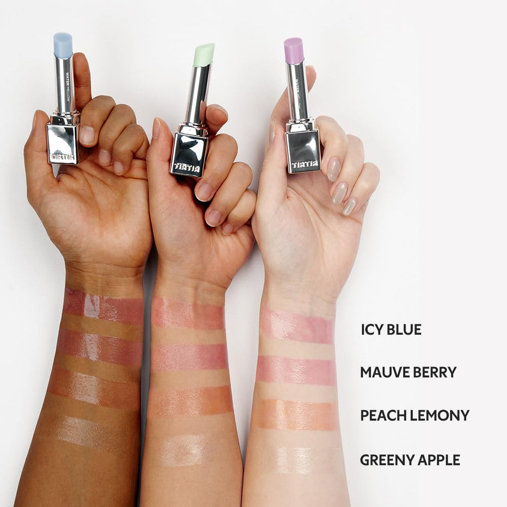TIRTIR Water Mellow Lip Balm Mauve Berry shows smooth, sheer texture.