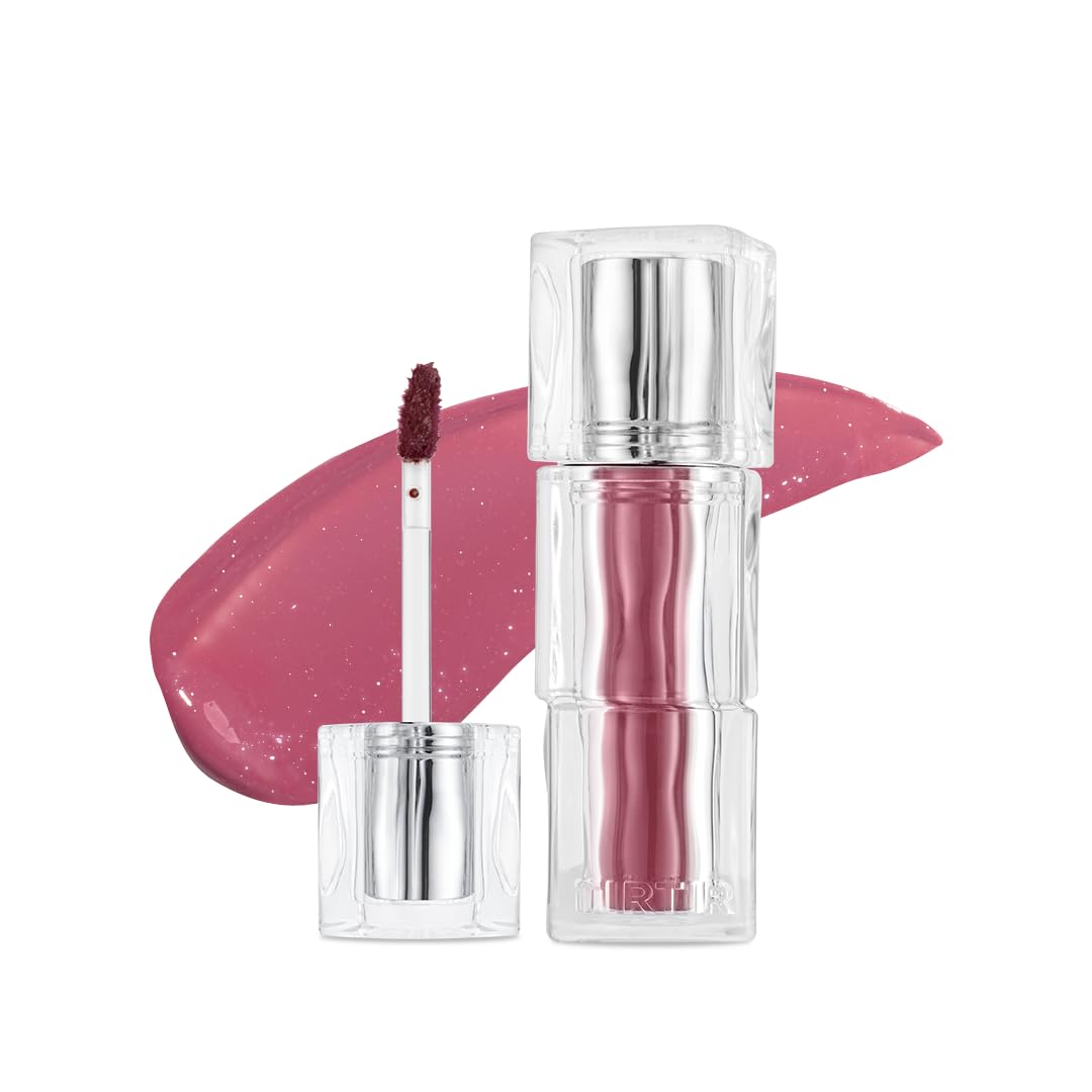 TIRTIR Waterism mini gloss Mauve Rose swatch on lip for glossy, non-sticky shine