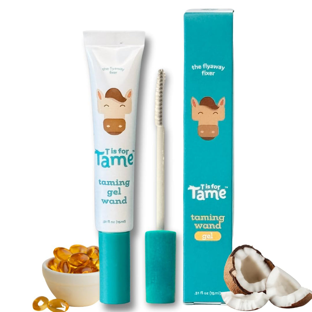 T is for Tame taming gel wand with a compact design for on-the-go touch-ups.