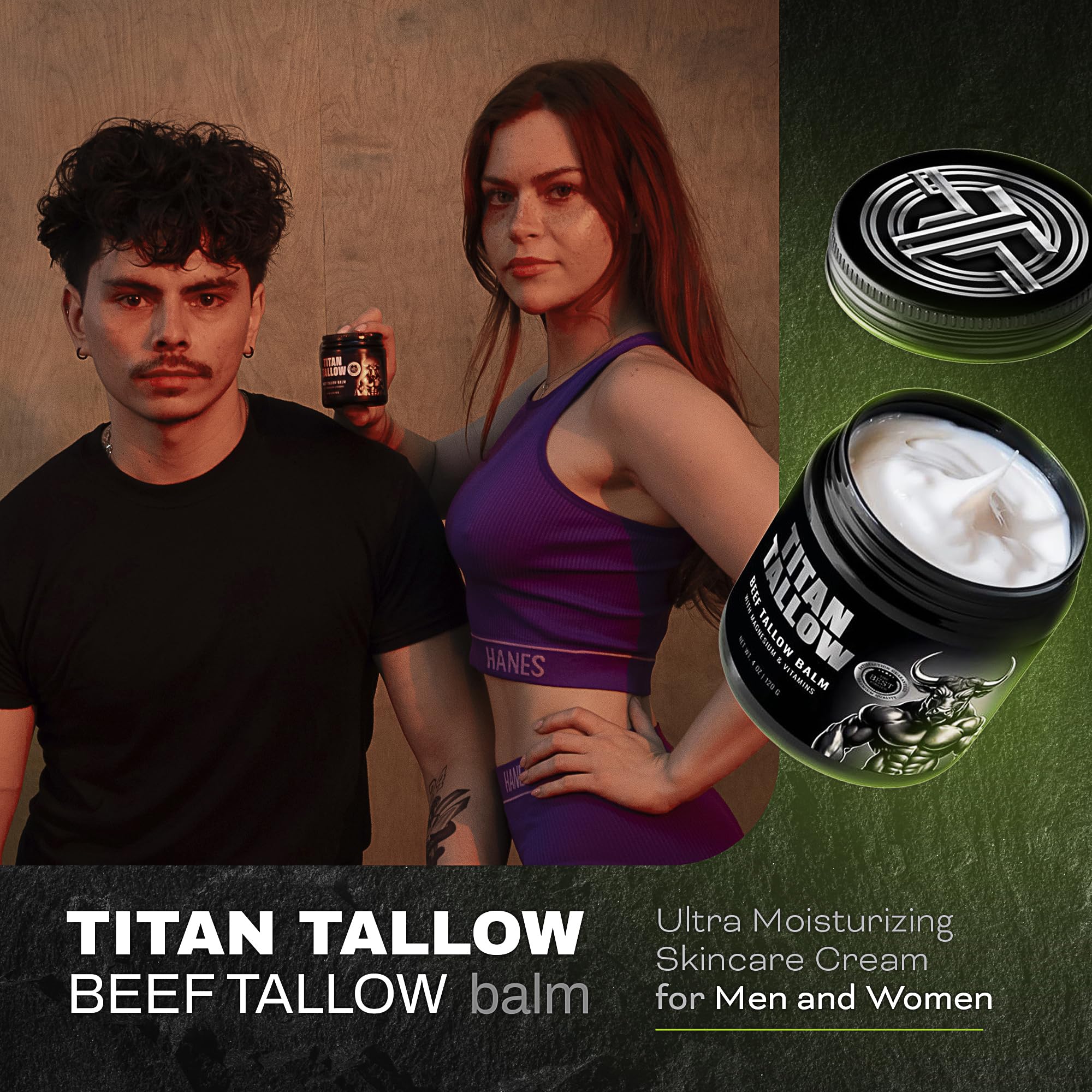 Titan Tallow fragrance-free skin product communicates safe use for sensitive skin.