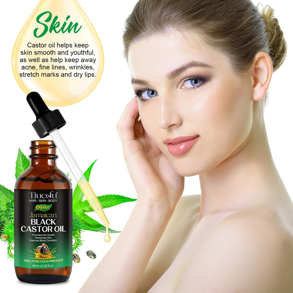 Tiuedu cold-pressed castor oil jar features pure hexane-free formula for skin
