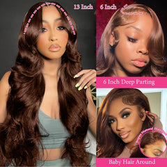 Tiwugi 13x6 lace front wig showing large lace area for natural parting.