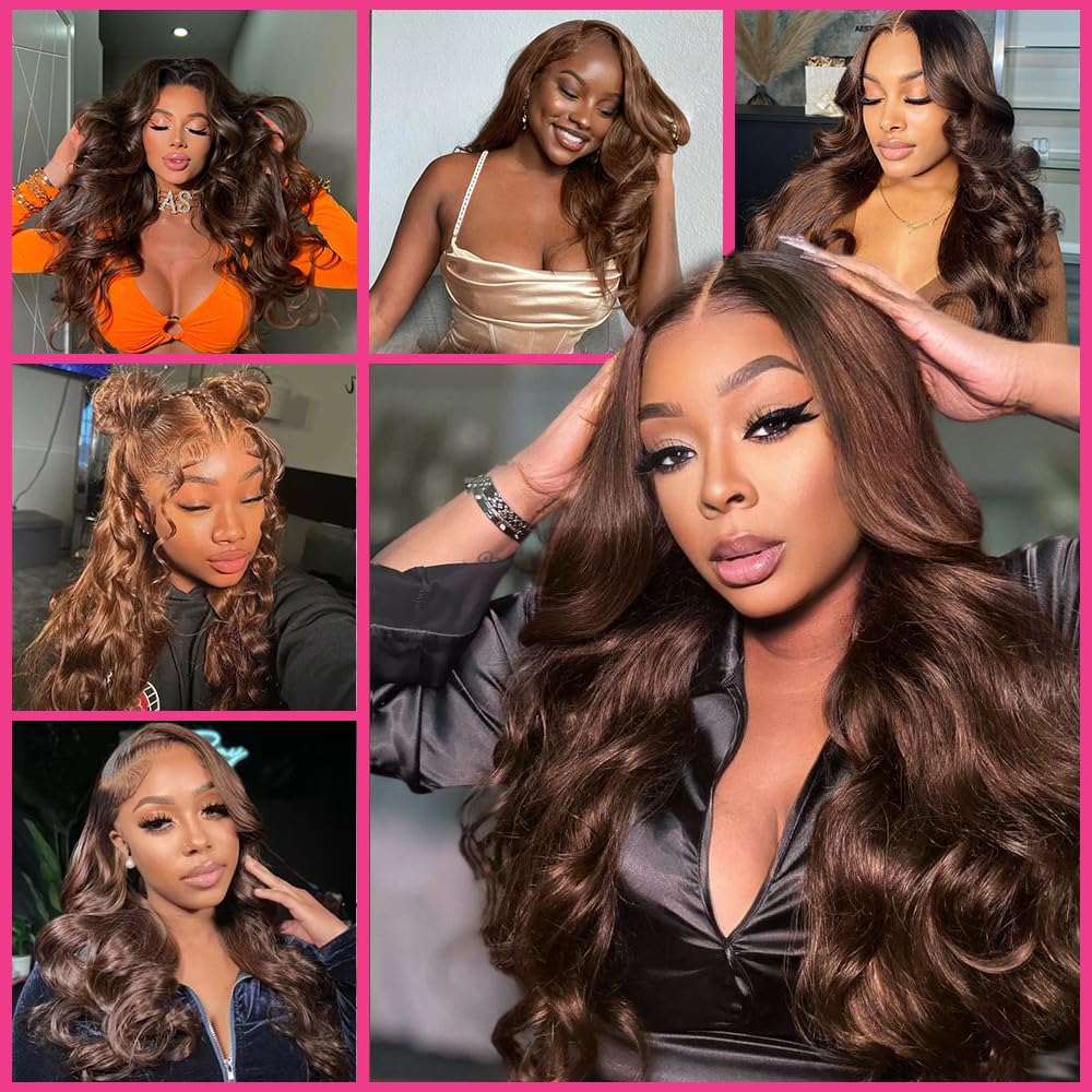 Tiwugi chocolate brown body wave wig 30 inch for events and daily wear.