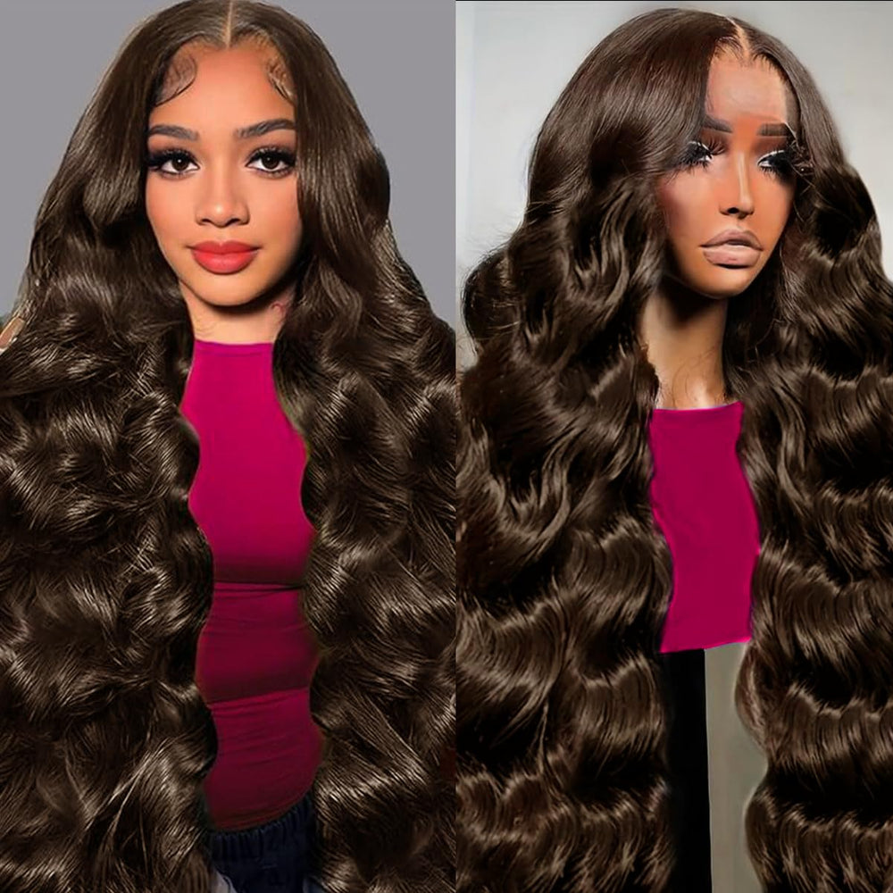 Tiwugi chocolate brown lace front wig 30 inch with natural front hairline.