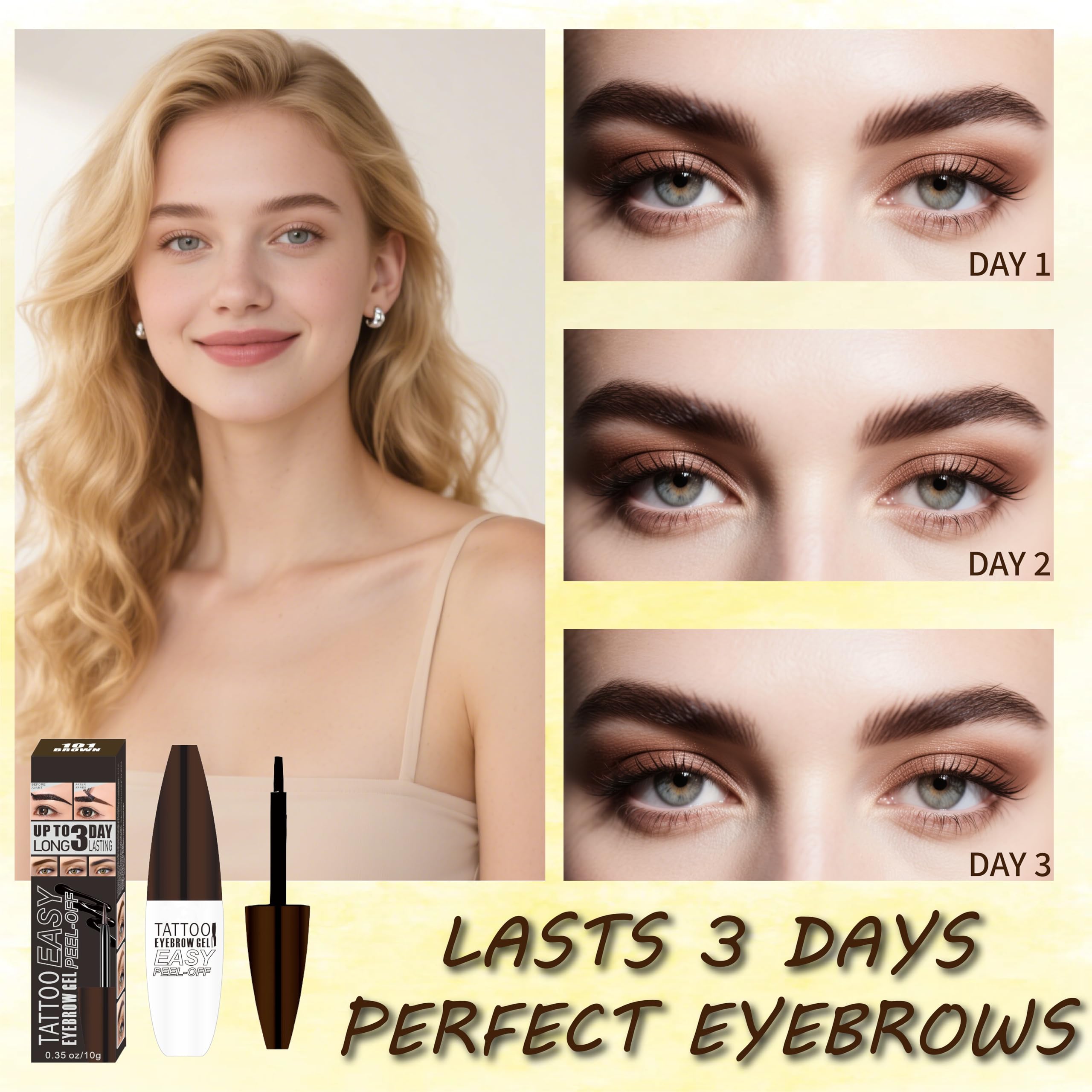 TIZALENE Tattoo Easy Peel Off Eyebrow Gel saves time by replacing pencils and powders.