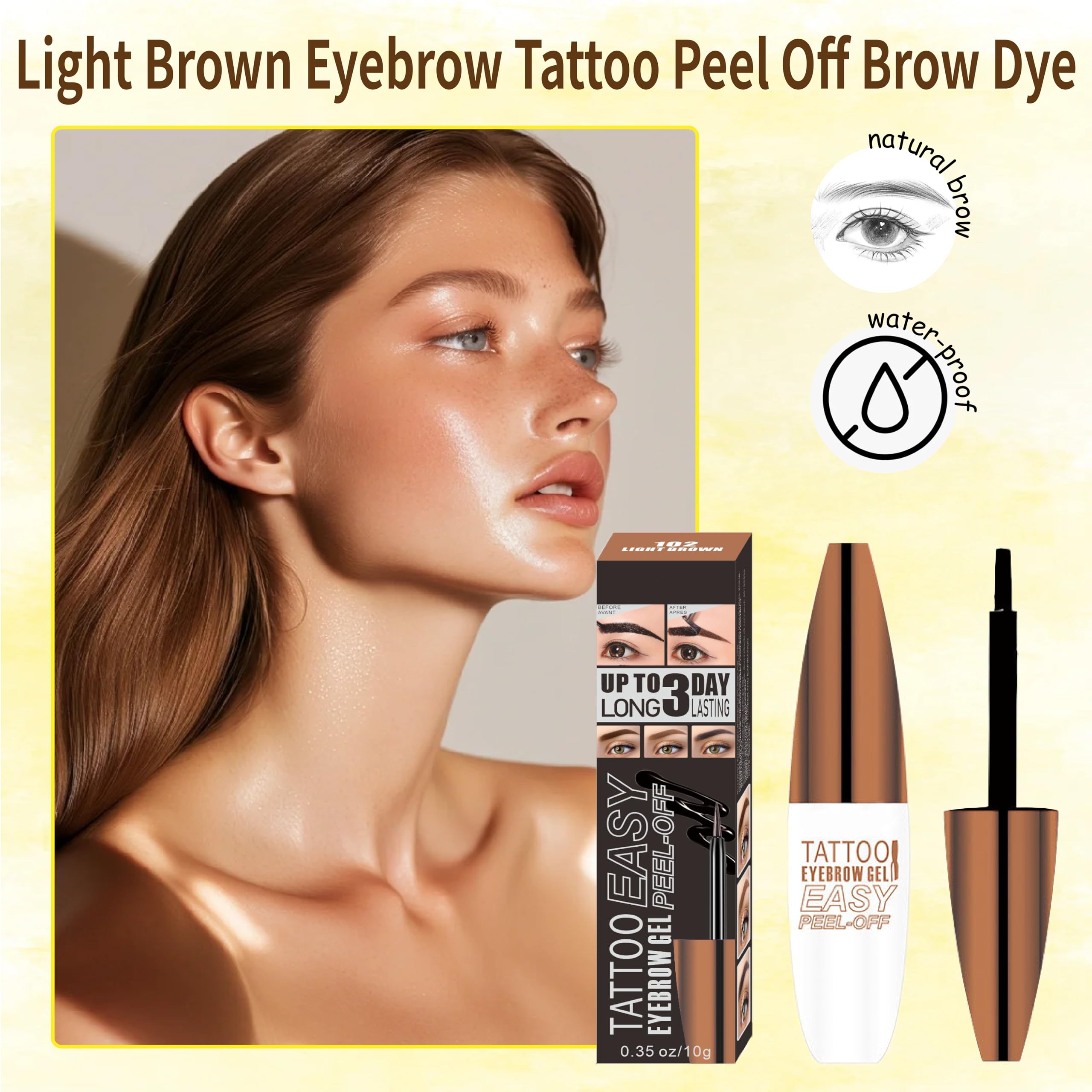TIZALENE Tattoo Easy Peel Off Eyebrow Gel delivering up to three days of color.