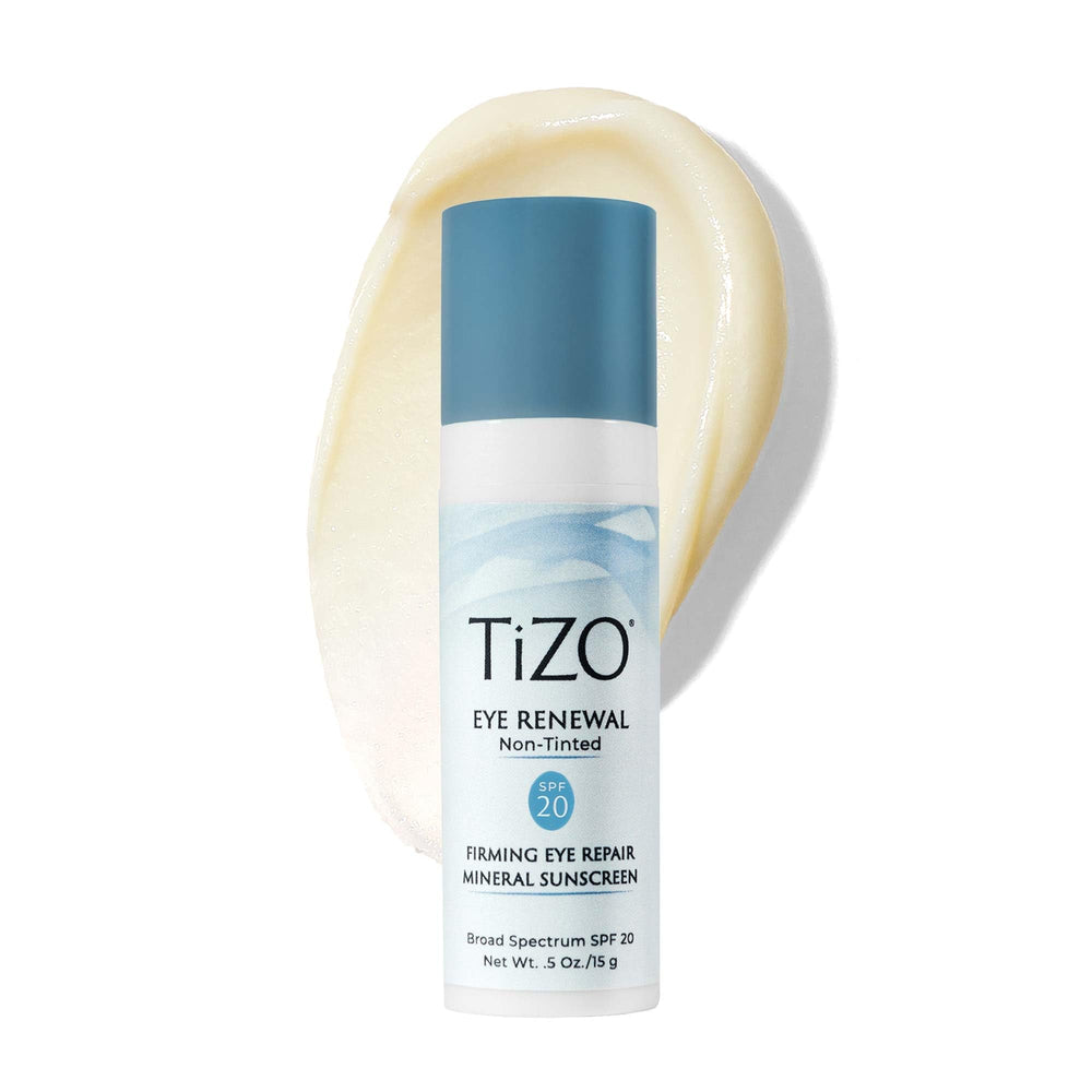 TIZO Eye Renewal SPF20 bottle close-up showing protective eye-area formula