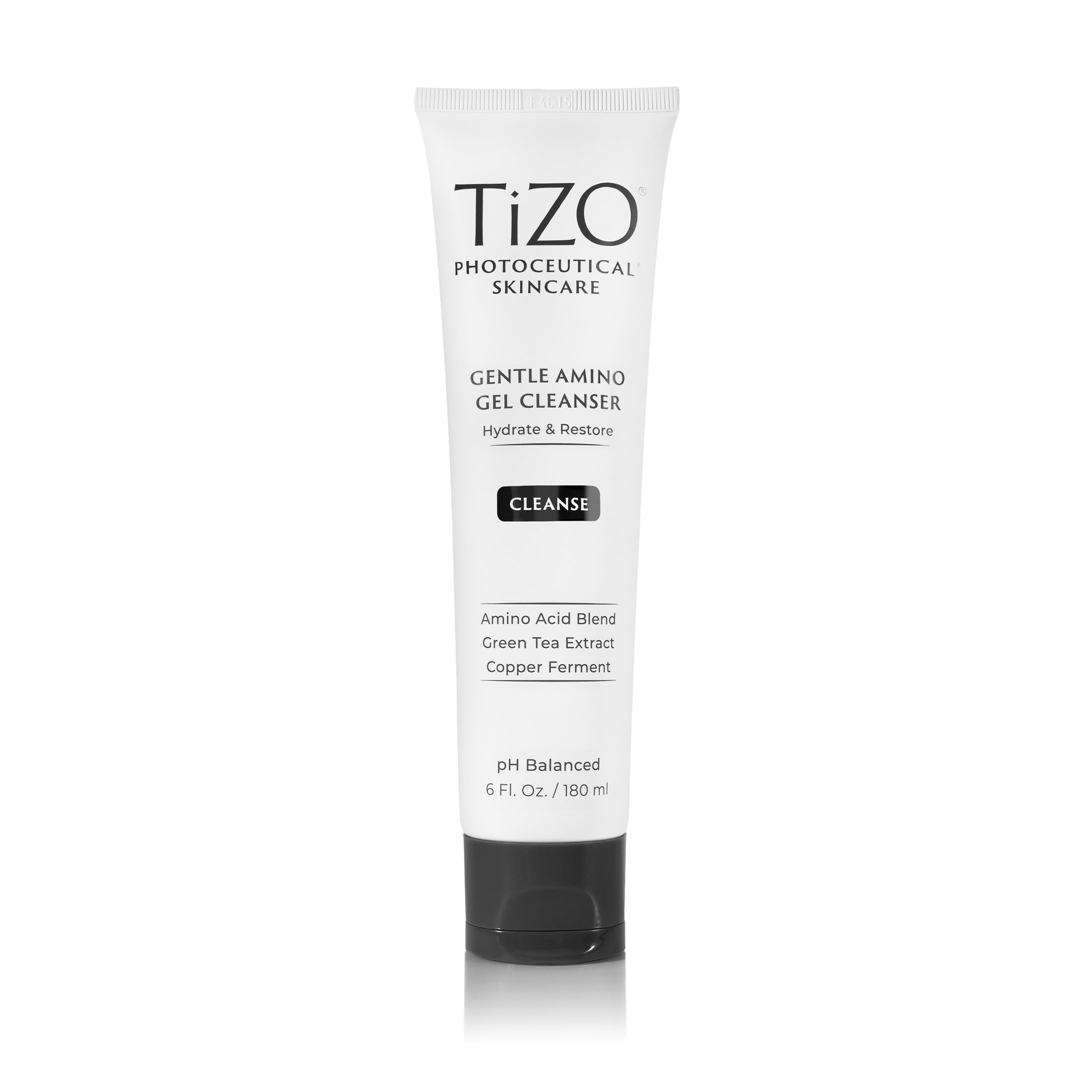 TiZO Gentle Amino Gel Cleanser bottle front for all skin types, hydrating daily cleanse.