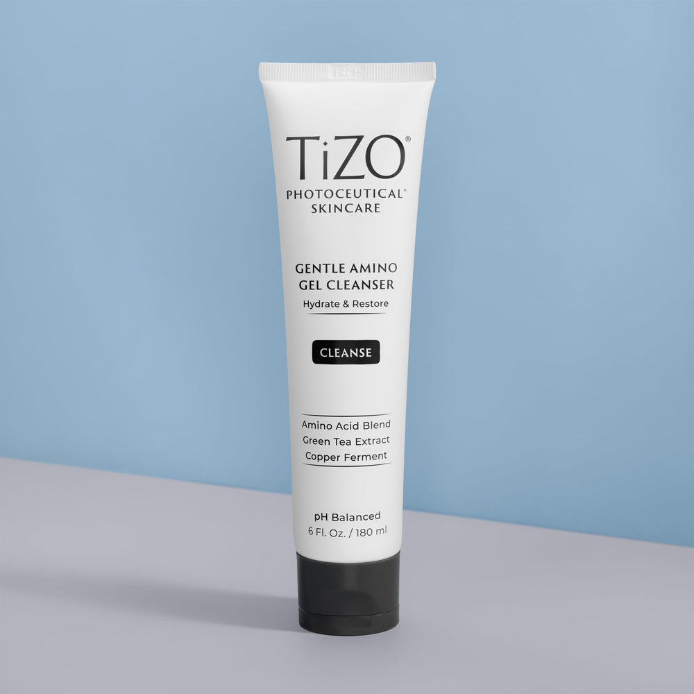 TiZO cleanser with copper ferment suggests conditioning and moisture support.