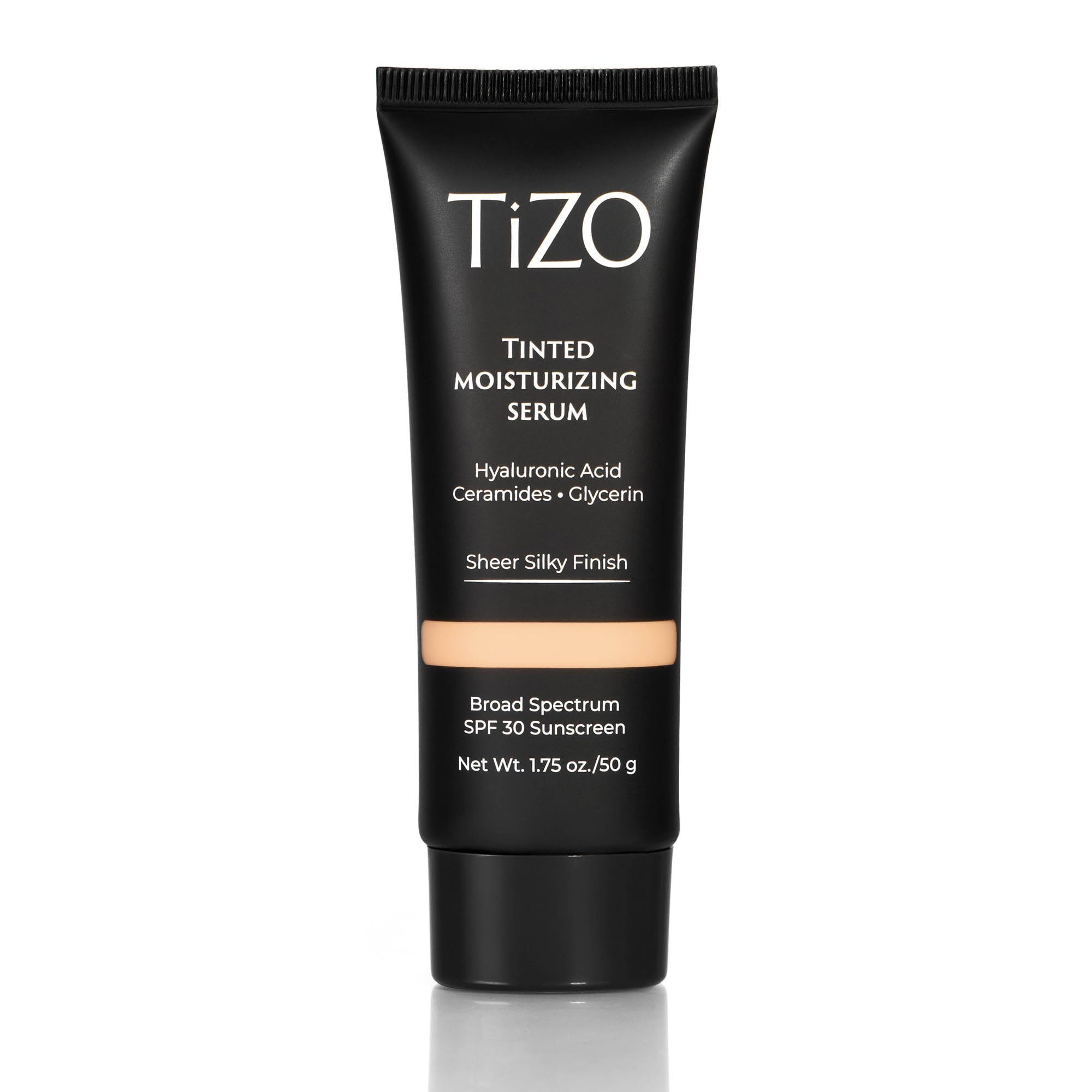 TIZO tinted moisturizing serum bottle close-up with mineral SPF 30 protection