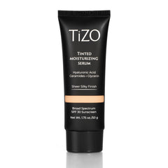 TIZO tinted moisturizing serum bottle close-up with mineral SPF 30 protection