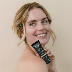 TIZO tinted moisturizing serum Light application demonstrates even skin tone and hydration.