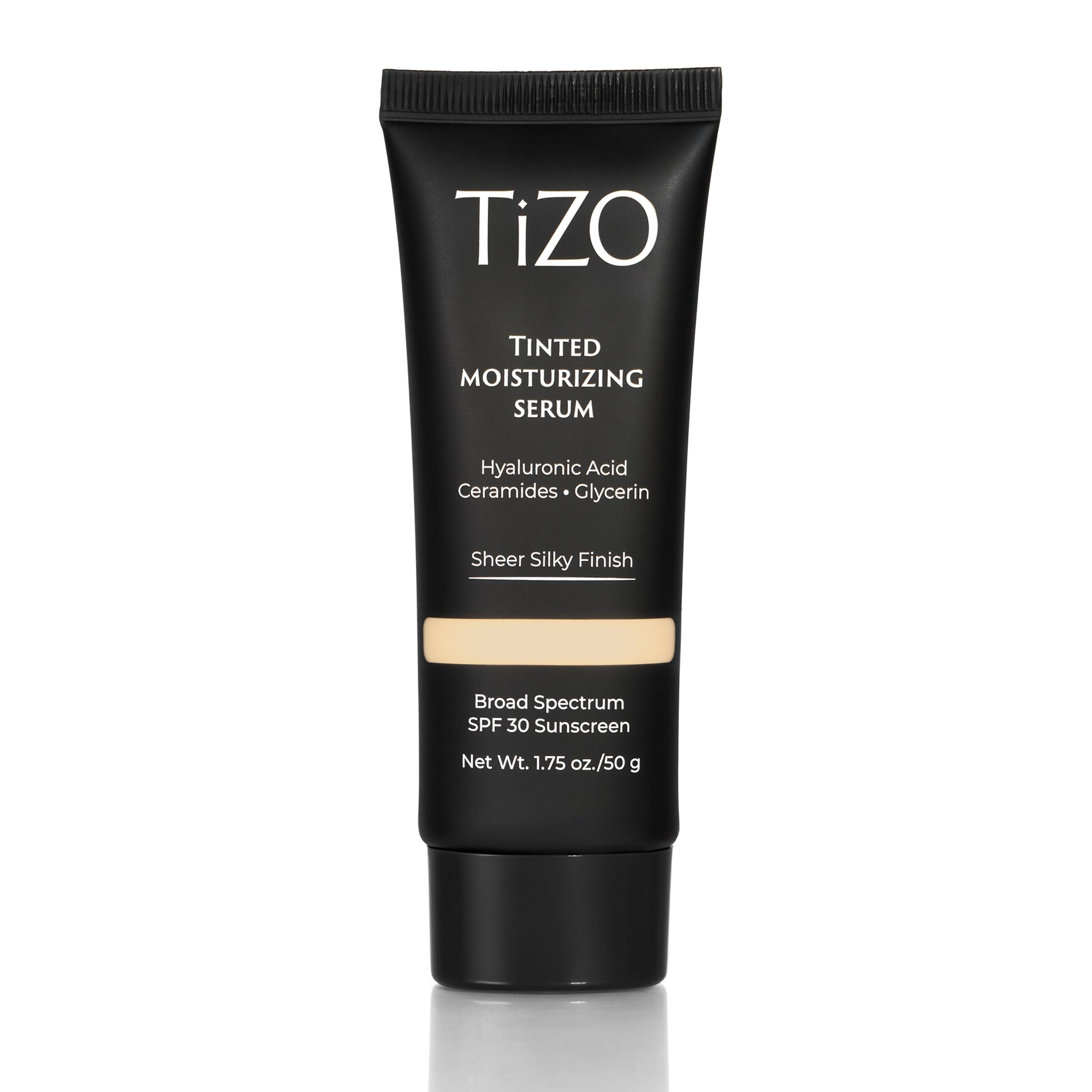 TIZO tinted moisturizing serum Light bottle shows sheer mineral coverage and SPF 30.