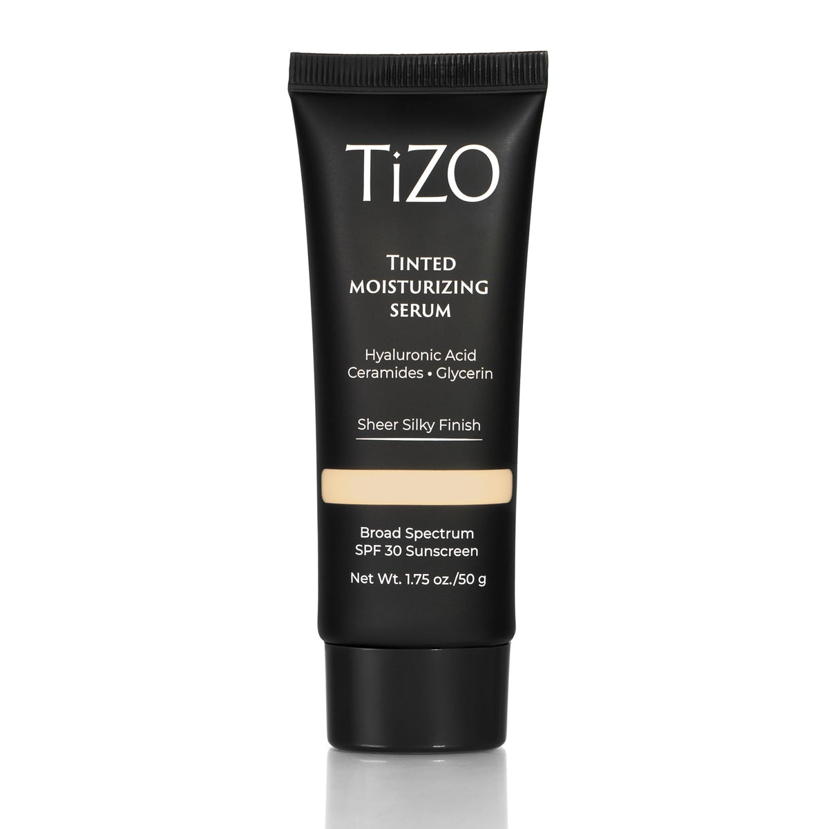 TIZO tinted moisturizing serum Light bottle shows sheer mineral coverage and SPF 30.