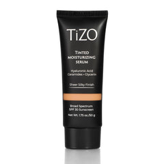 The TIZO tinted moisturizing serum SPF 30 packaging shows a lightweight formula for a natural glow.