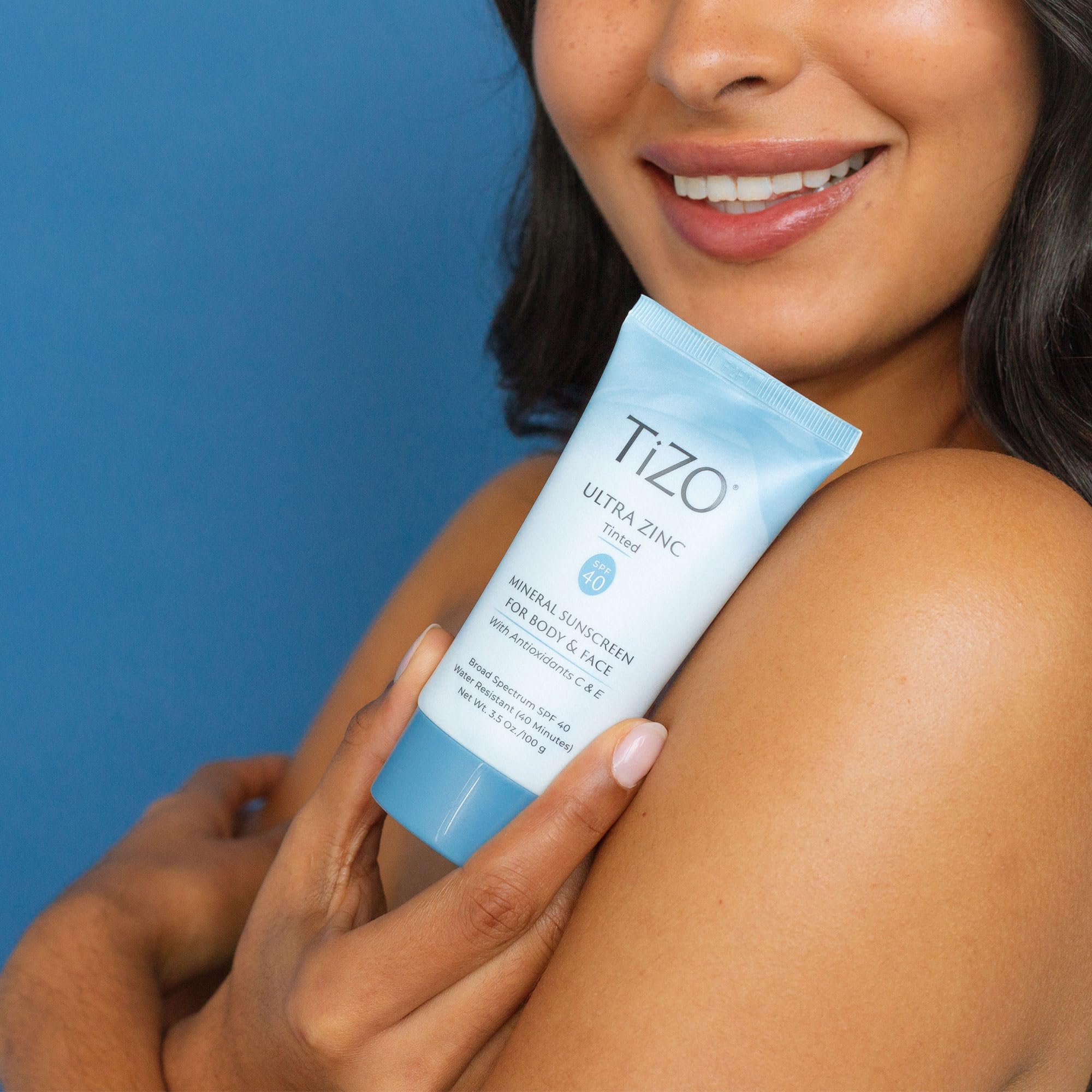 TIZO Ultra Zinc sunscreen packaging box showcases clean pharmaceutical-grade standard.