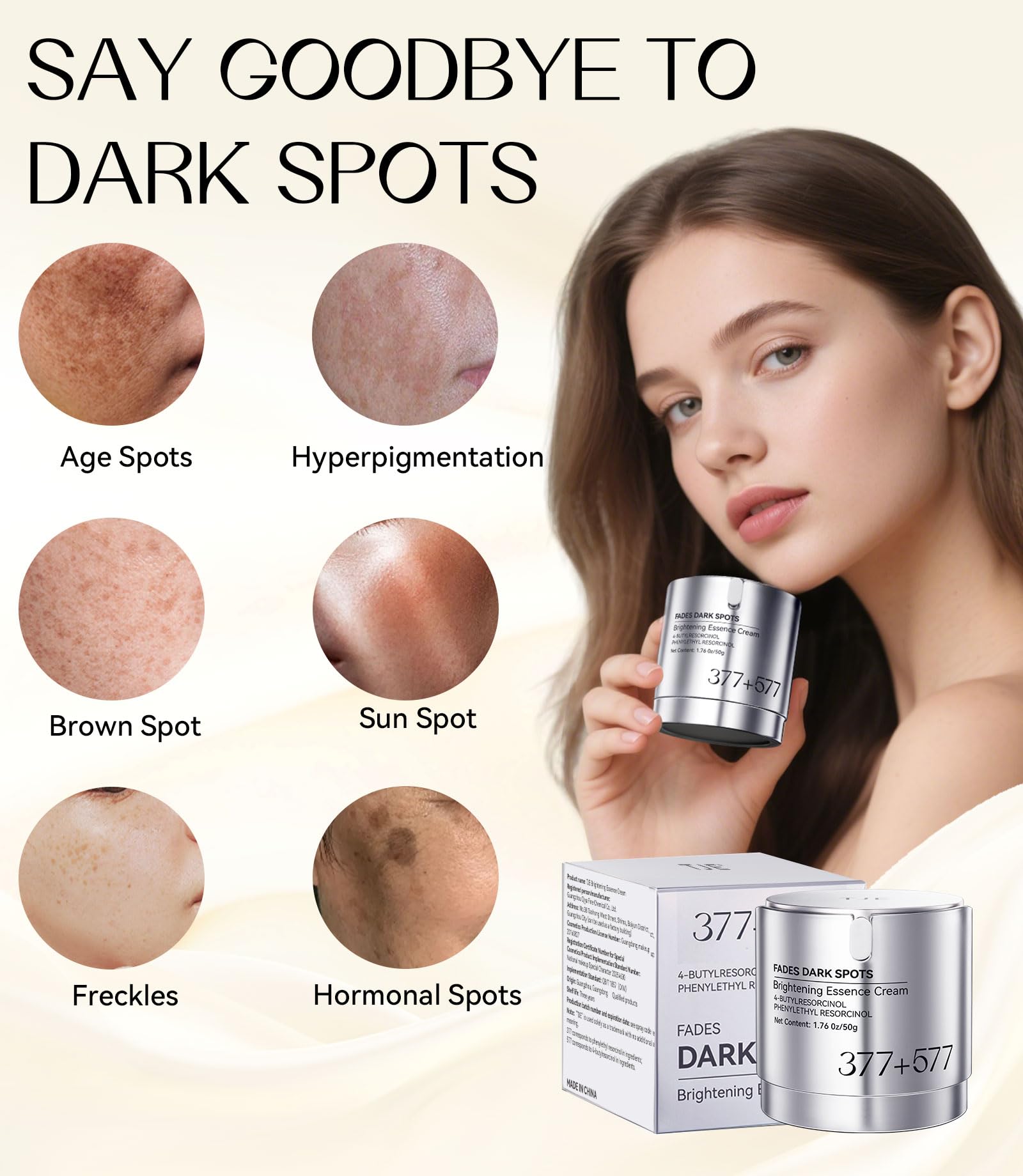 TJE Dark Spot Corrector ingredients close-up featuring phenylethyl resorcinol and alpha-arbutin