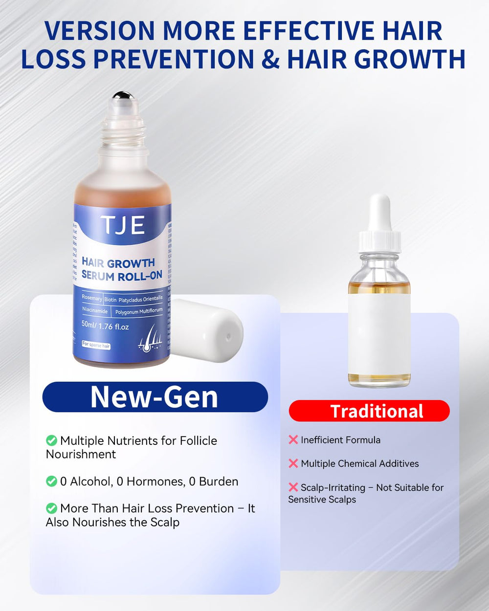 TJE Hair Growth Serum Roll-On color-treated friendly formula for gentle care.