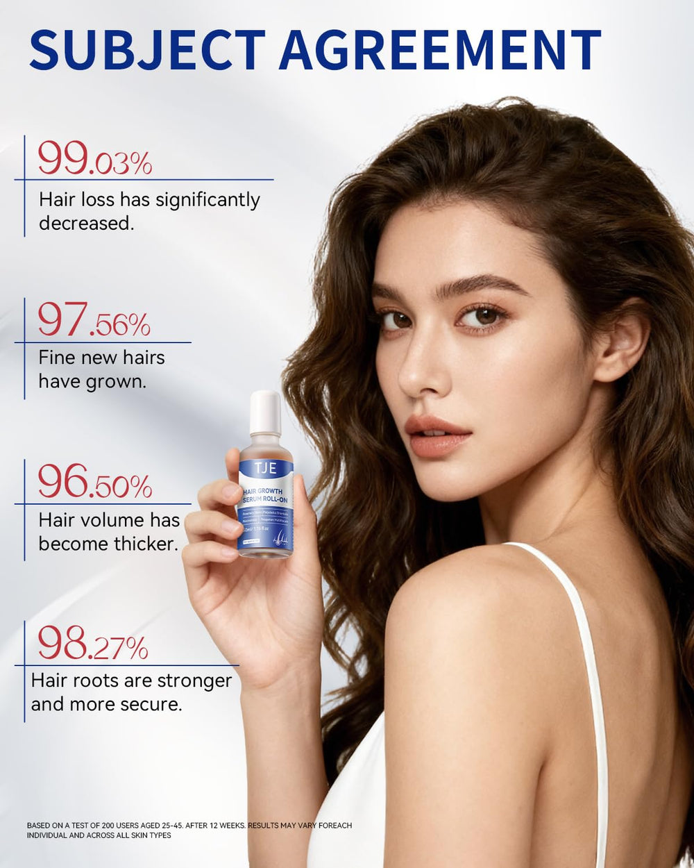 TJE Hair Growth Serum Roll-On night routine shot suggests easy nightly use.