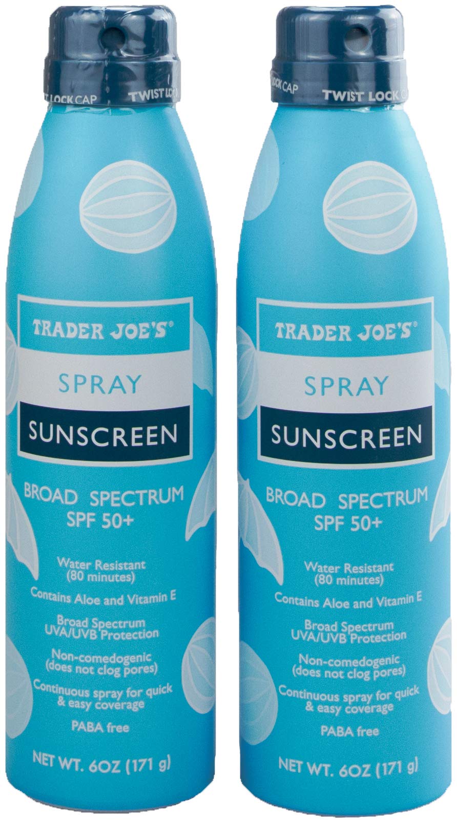TJ's Nourish Spray Sunscreen SPF 50+ bottle front for quick, even outdoor coverage.