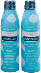 TJ's Nourish Spray Sunscreen SPF 50+ bottle front for quick, even outdoor coverage.