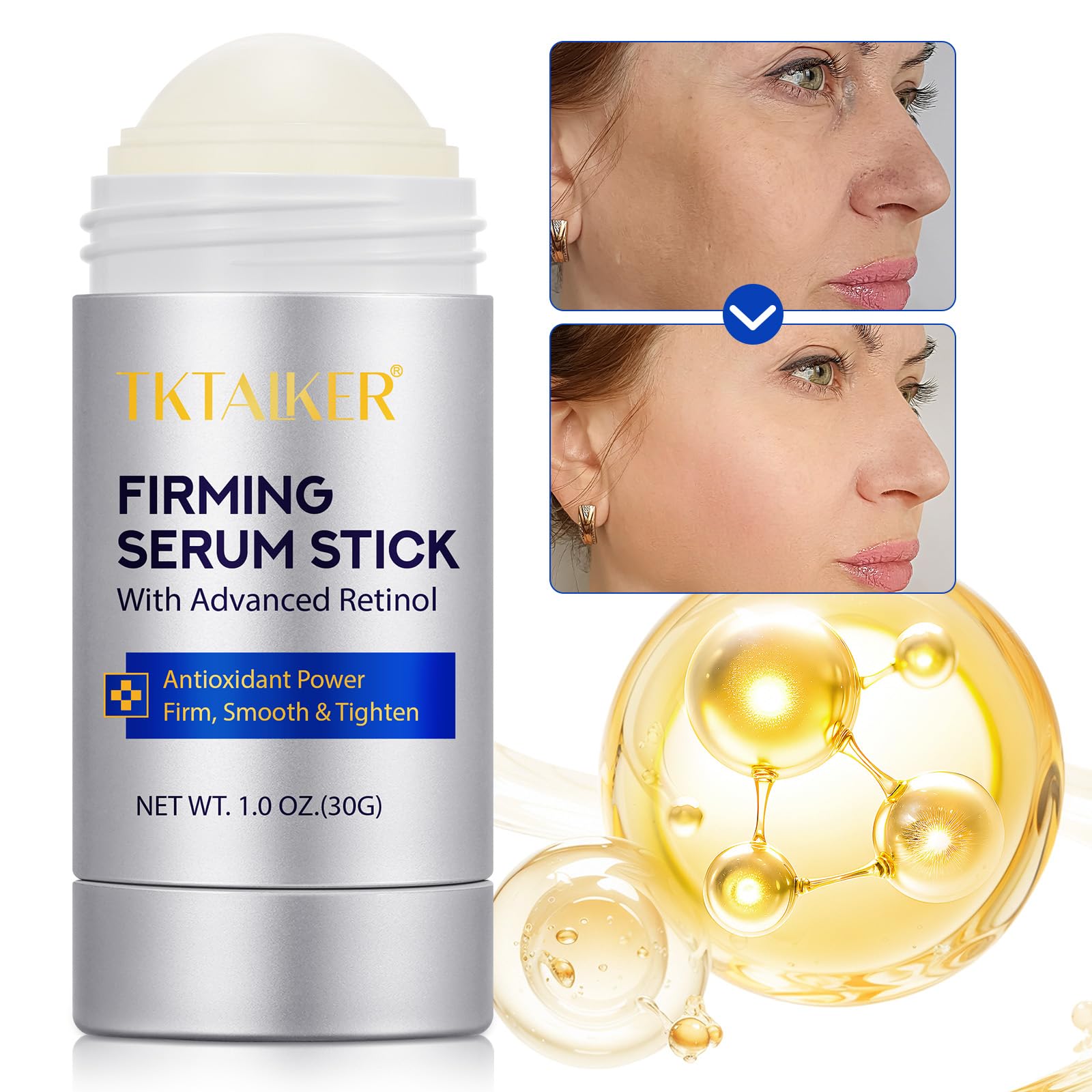 TKTALKER Retinol Stick application guide shows precise, mess-free use.
