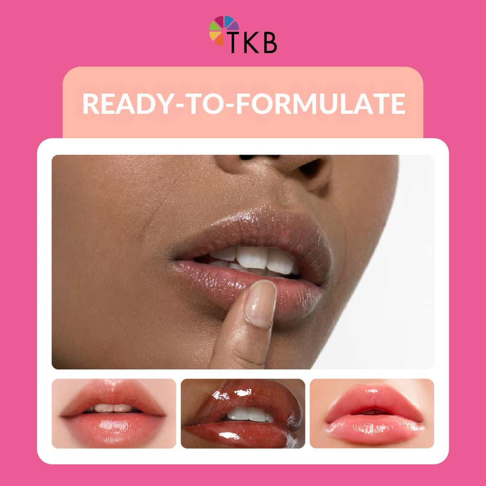 TKB Lip Gloss Base Flexagel M crystal clear on lips showcasing high shine